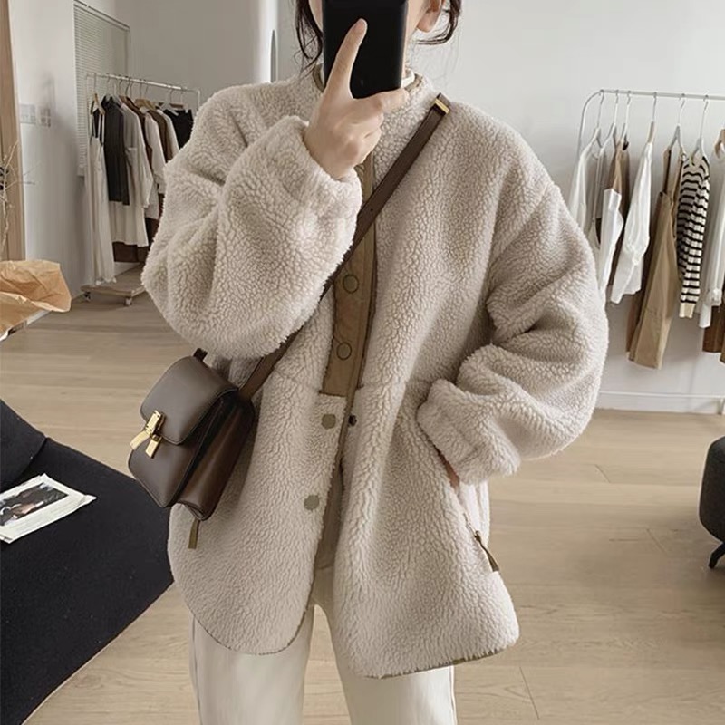 Winter Clothing Name - Lamb Fur Jacket Loose Fit Thickened