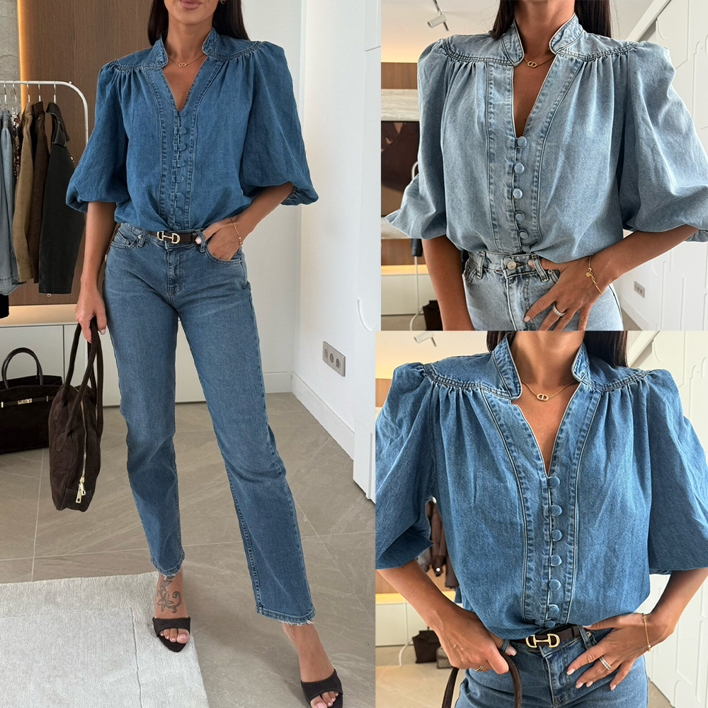 Blouses Women Denim Shirt V Ne - огляд і ціна Y2K Winter Clothing
