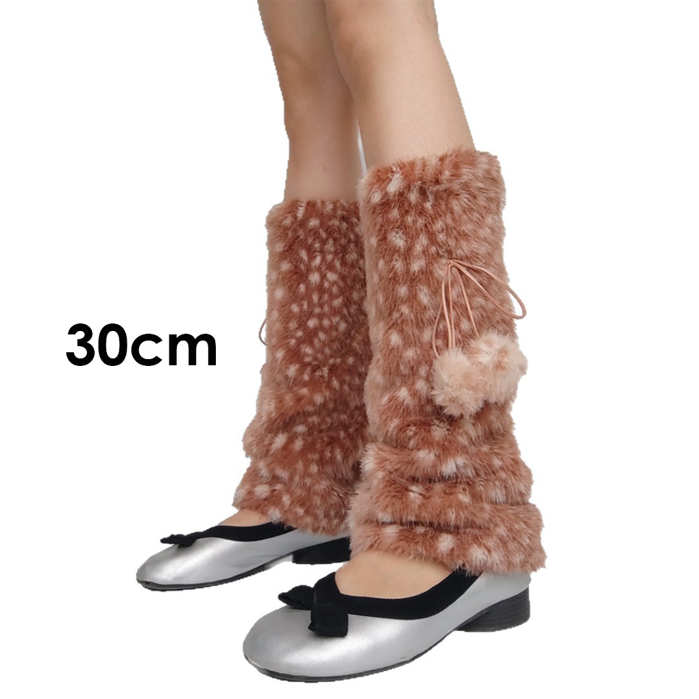 Brown Deer Pattern Fur Warmers - огляд і ціна Winter Clothing Leg Warmers