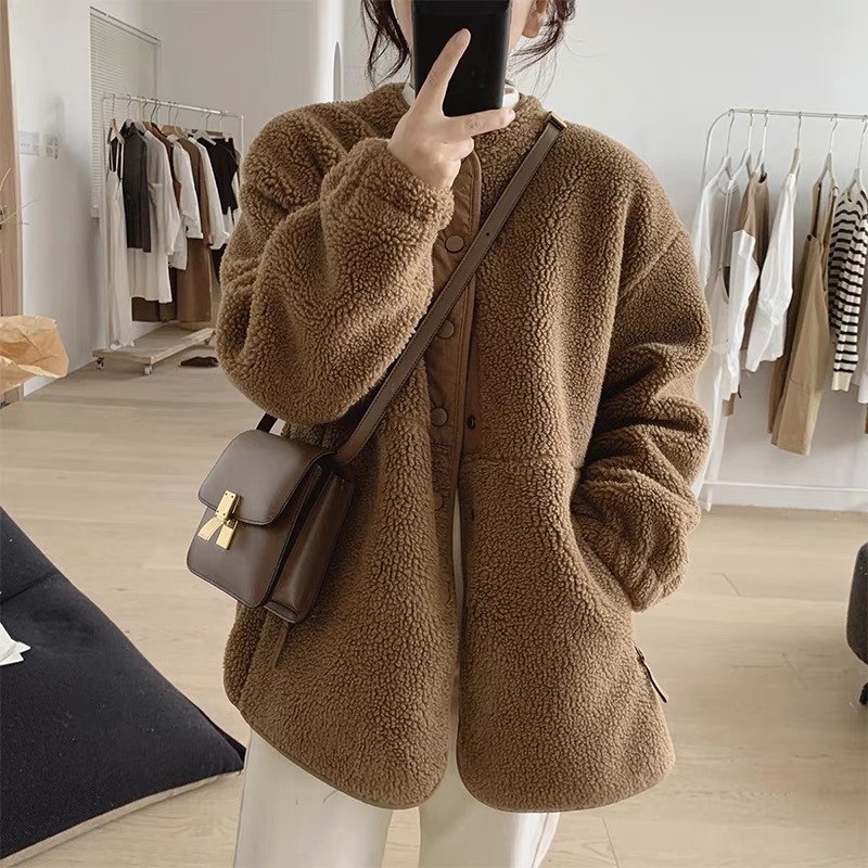 Lamb Fur Jacket Loose Fit Thic - огляд і ціна Winter Clothing Name